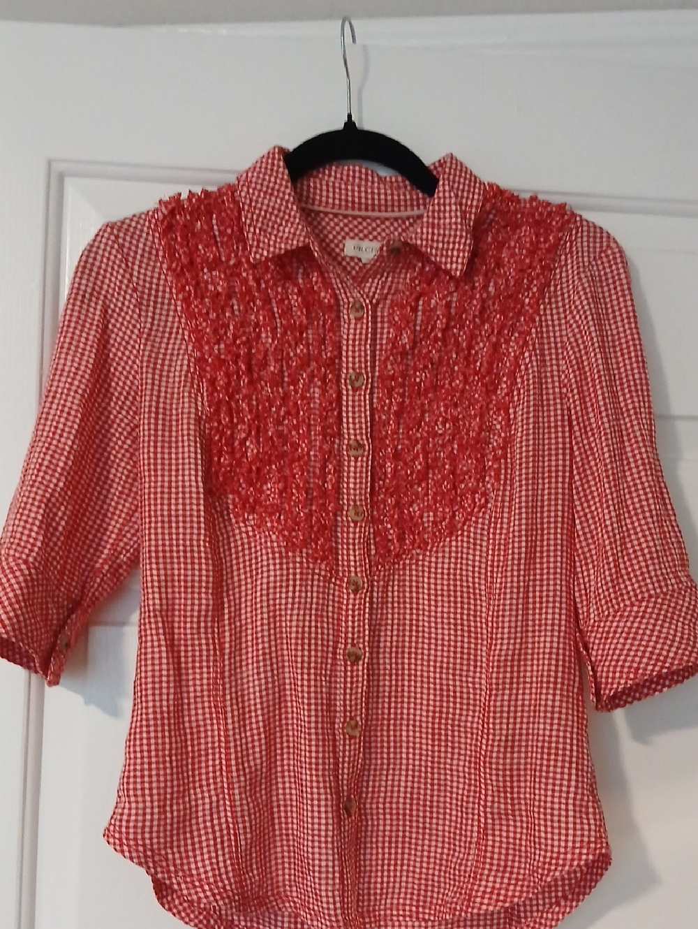 Pilcro Anthropologie  Red White Gingham Western Button Down Blouse XS